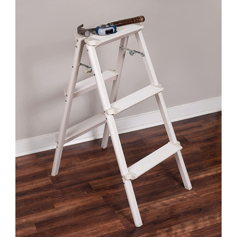 Compact folding outlet step ladder